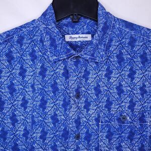 Tommy Bahama Men's Blue Patterned Casual Shirt